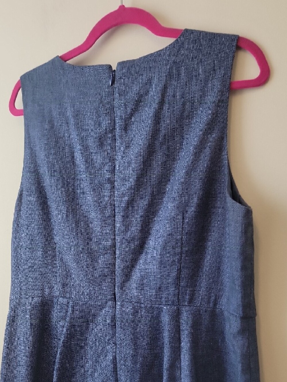 J. Crew Blue Linen Blend Sleeveless Midi Dress Front Knot Detail Coastal Boho - Picture 7 of 15